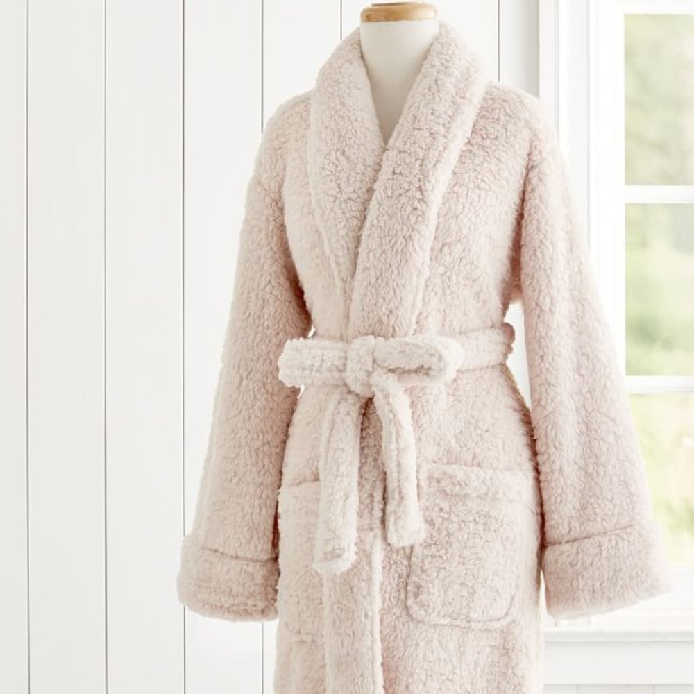 Pottery Barn Blush Pink Teddy Bear Robe